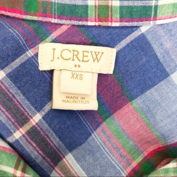 J. Crew Boyfriend Plaid Flannel Button Down Shirt Blue Pink Women's Size XXS - Picture 9 of 9